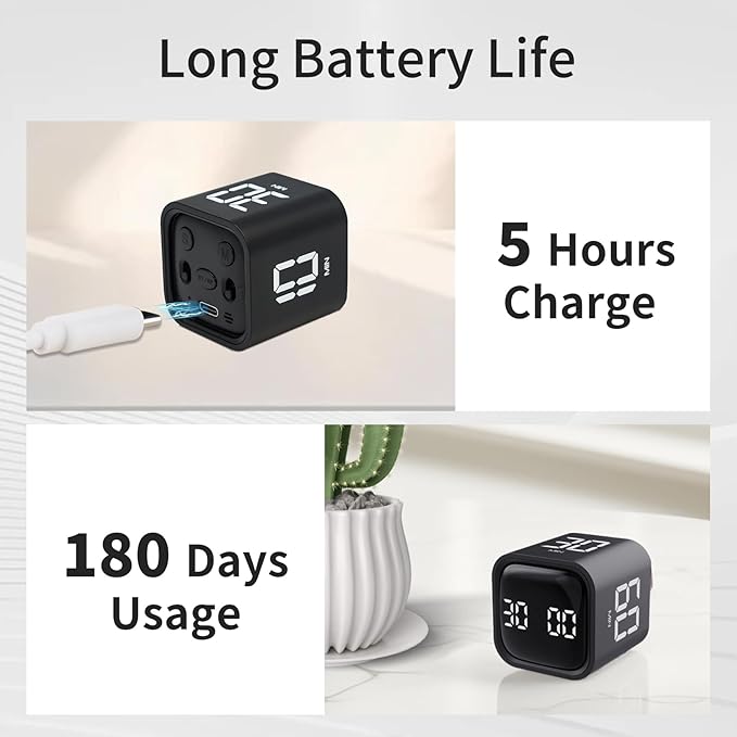Productivity Timer Flip Gravity Sensor Cube Timer Countdown & Countup, Mute & - Image 6