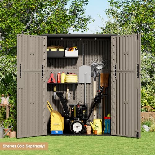 kinying outdoor storage cabinet waterproof, 57 cu.ft resin showing dimensions