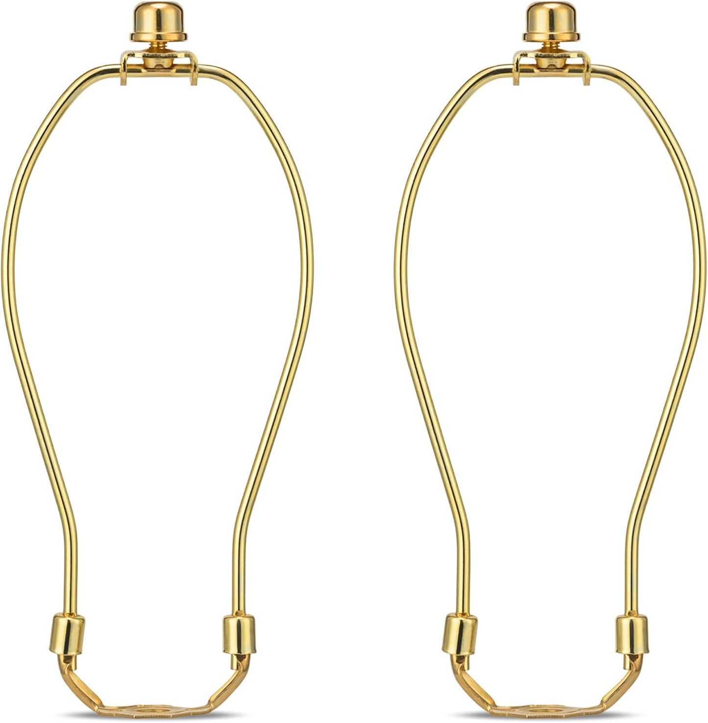 Brass 8 Inch Lamp Harp - 2 Set, Detachable Shade Holder for Table & Floor Lamps, Heavy Duty Bracket with Standard Saddle & Finial