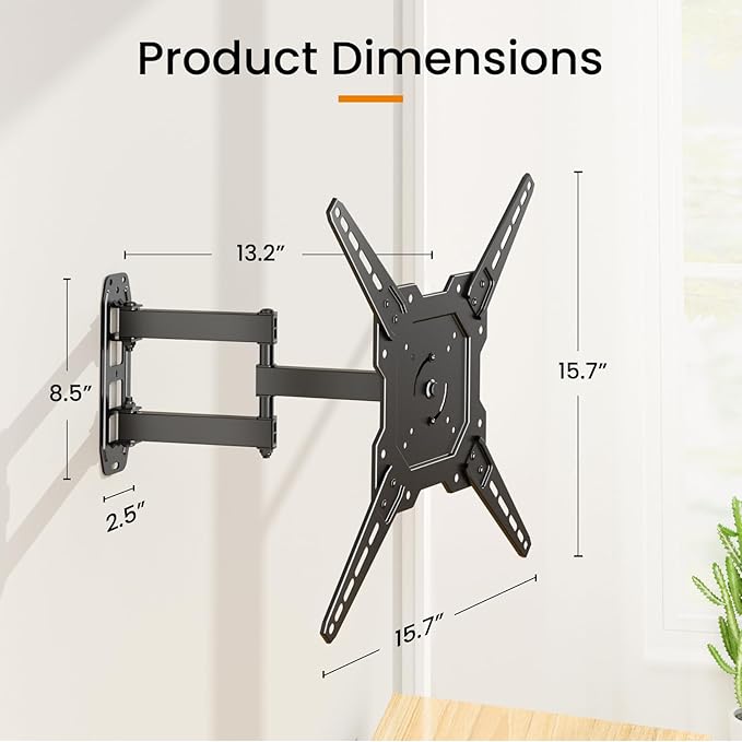 Full Motion TV Wall Mount for 23-55'' Flat & Curved TVs and Screen, Rotation - Image 6