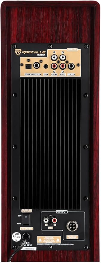 Rockville TM80C Powered Home Theater Tower Speaker System, Cherry Wood - Image 5