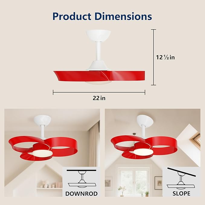 FANX 22 Inch Ceiling Fan with Light and Remote, Quiet DC Motor, Dimmable LED - Image 8