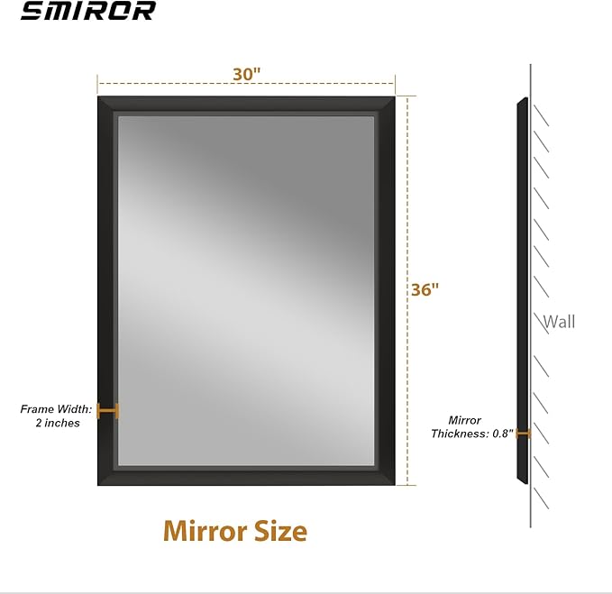 SMIROR Matte Black Bathroom Mirror - Image 2