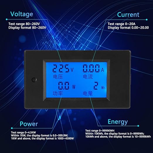 PZEM-021 LCD Display Digital AC Voltage Current Power Energy Meter - Image 3