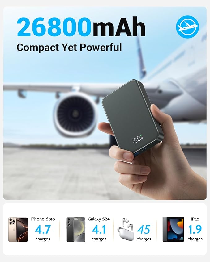Magnetic Portable Charger for Magsafe Power Bank, 26800mAh 20W PD Large - Image 2