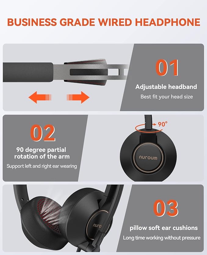 NUROUM HP11SU USB Headset with Microphone - Image 6
