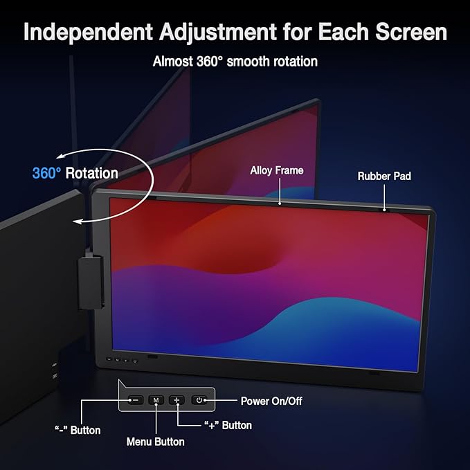 KYY 15.6" Laptop Screen Extender, 1080P FHD IPS Portable Monitor, One Cable - Image 6
