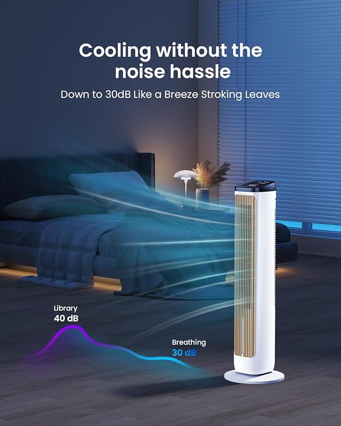 PNTCK Tower Fans with Ice Packs, 12H Timer, 4 Modes, 3 Speeds, 20FT Remote - Image 5