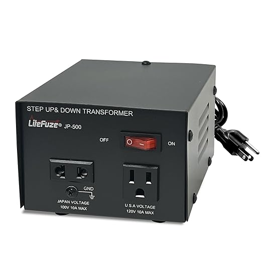 LiteFuze 500W Japan Voltage Converter Transformer – Step Up/Down 100V to 120V / by LiteFuzeBrand