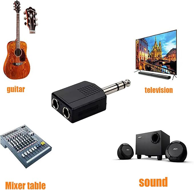 Sairps 1/4 Audio Splitter TRS Stereo Plug Interconnect Audio One Male 6.35mm - Image 4