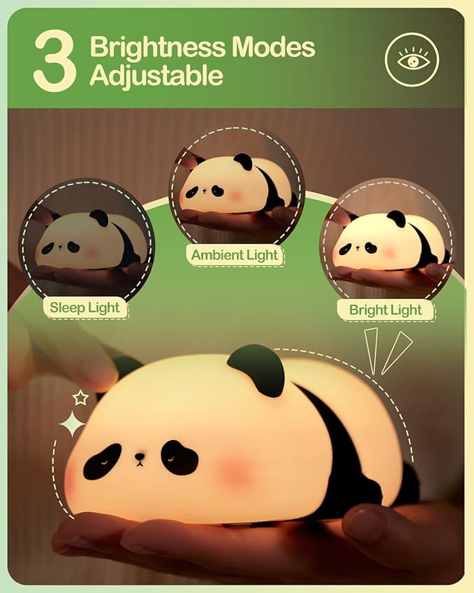 ATSUI Cute Panda Night Light, LED Squishy Novelty Animal Night Lamp, Food Grade - Image 2