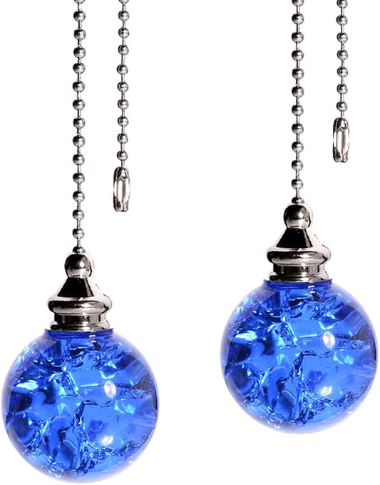 2PCS Blue Pull Chain Crystal Glass Ice Cracked Ball Pull Chain by LONGSHENG-SINCE2001-