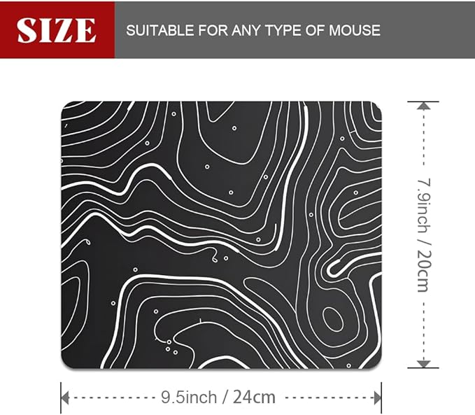 Abstract Topographic map Square Mouse pad, Waterproof, Anti Slip Rubber Base - Image 2