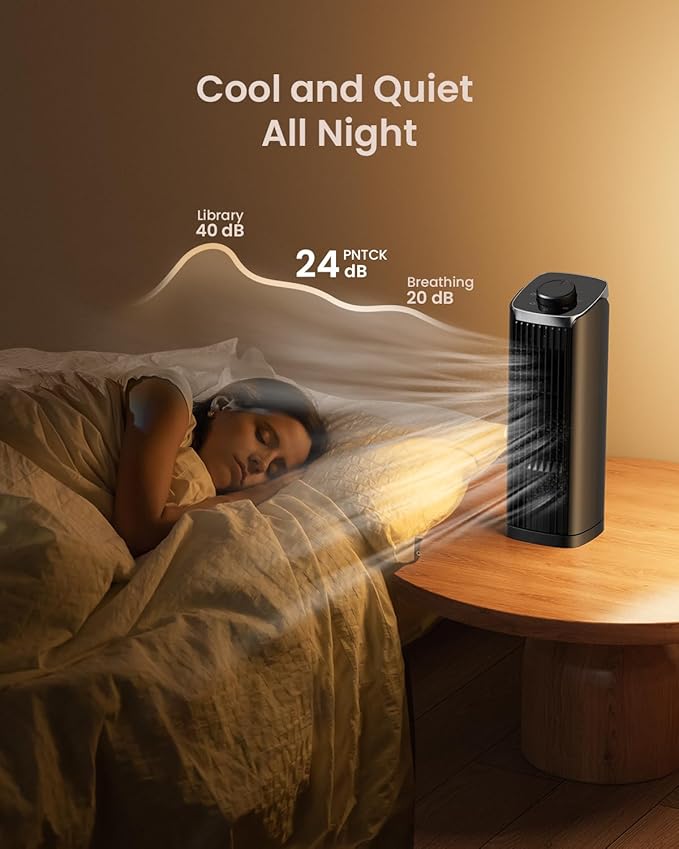 PNTCK Fan for Bedroom, 3 Speeds Max 23ft/s, 70° Oscillating Desk Fan, Bladeless - Image 7