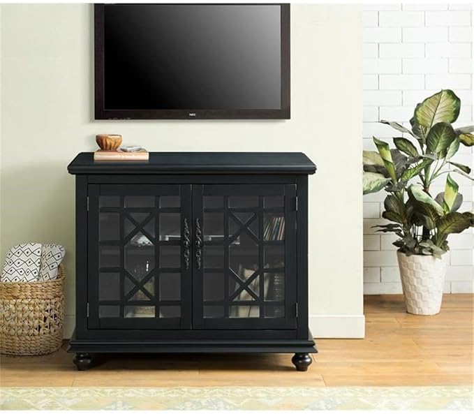 Martin Svensson Home Small Spaces TV Stand 2-Door Accent Cabinet, Antique Black - Image 4