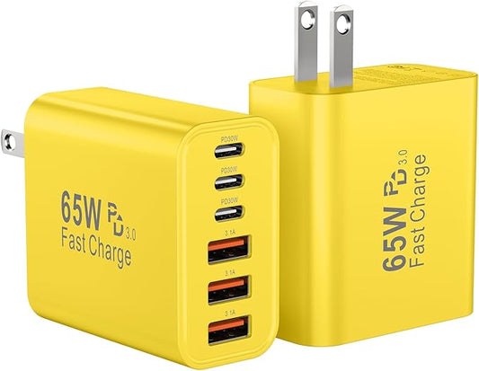 USB C Fast Charger Block, iPhone Charger Fast Charging Blocks 65W Multi Port by Bustuny