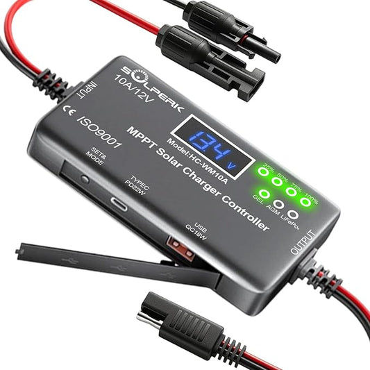 SOLPERK MPPT 10A 12V Solar Charge Controller by SOLPERK-WeNeverStop
