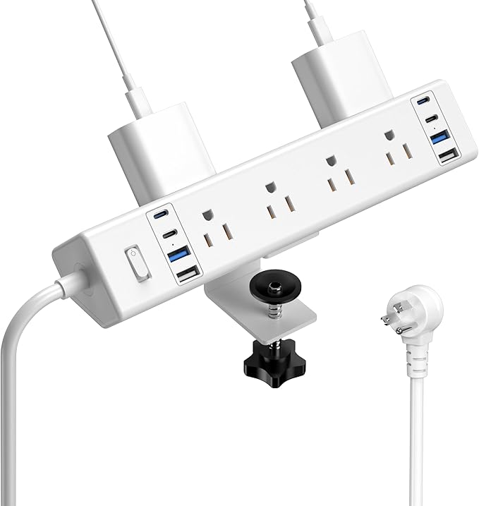 40W Fast Charging Station, Desk Clamp Power Strip 20W USB C, 8 Outlets by Jgstkcity