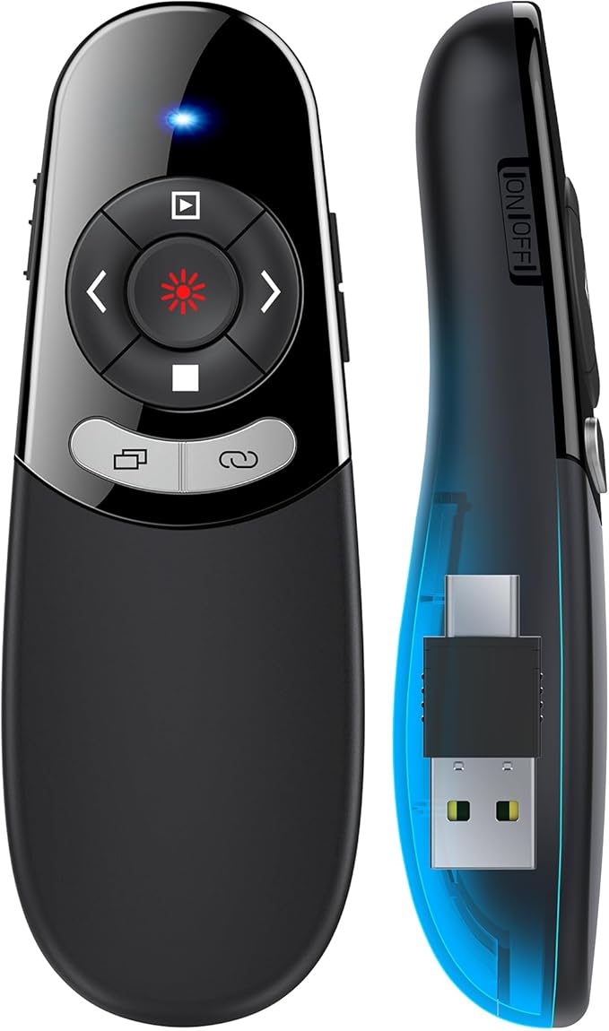 2 in 1 Type C USB Presentation Clicker，Wireless Presenter Remote PowerPoint by DinoFire