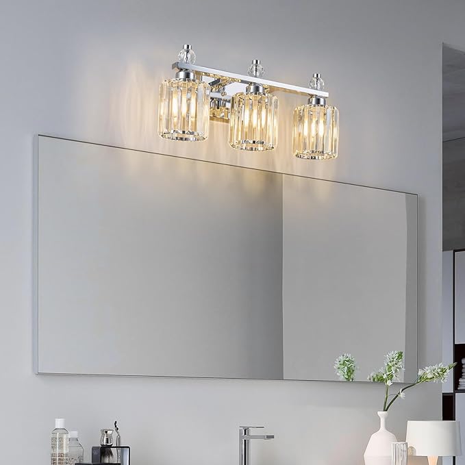 FDPBY Bathroom Vanity Lights 3-Light Chrome Modern Crystal Vanity Light - Image 7