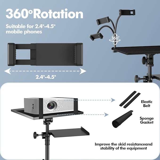 OUKMIC Projector Stand Tripod Laptop Tripod on Wheels - Image 4