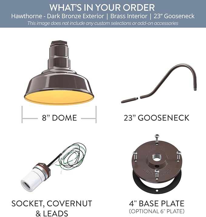 Steel Lighting Co. Hawthorne Barn Light | Outdoor Wall Mounted | 8 inch Dome | - Image 6