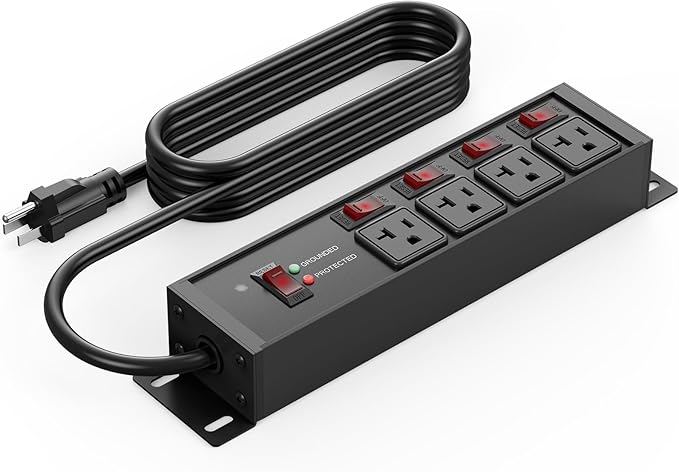 CCCEI Heavy Duty Surge Protector Power Strip 20 Amp Individual Switches. 4FT 12 by CCCEI