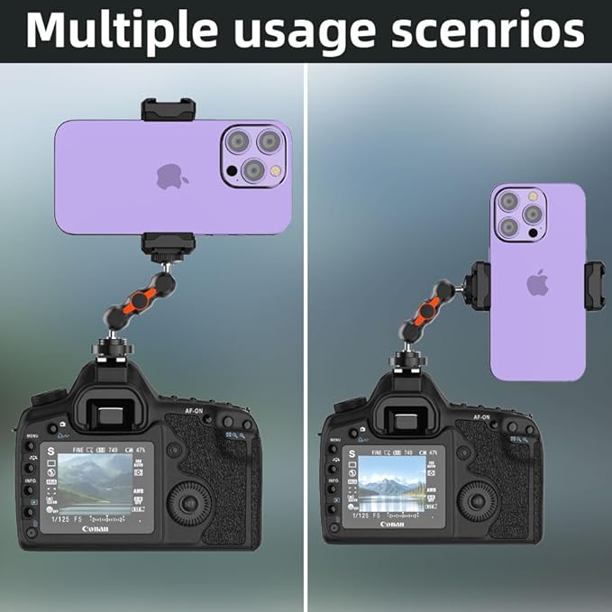 SOH Hot/Cold Shoe Phone Mount Holder, Universal 2 Ball Head Smartphone Mount - Image 5