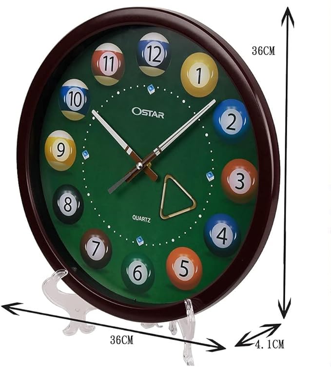 OSTAR Big Large Billiard Pool Ball Wall Clock, Battery Operated, Cue Hand - Image 6