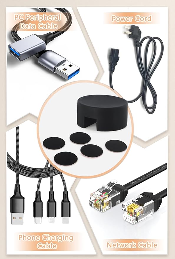 Maveek 5 Pcs Magnetic Cord Holder Cable Management, Strong Cable Clips Magnets - Image 2