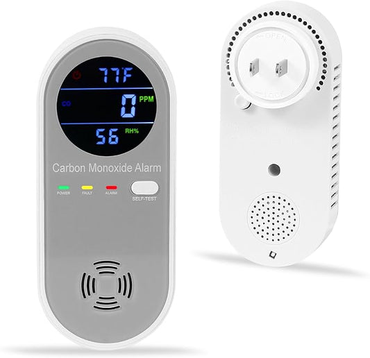 Plug in Carbon Monoxide Detector, Carbon Monoxide Alarm, Real-time Digital by HembisenSafetyProducts