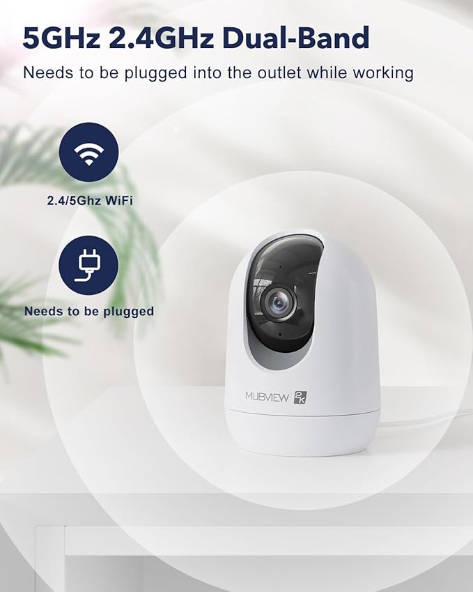MUBVIEW Cameras for Home Security, 2.4/5GHz WiFi 2K Indoor Wired Se2.curity - Image 3