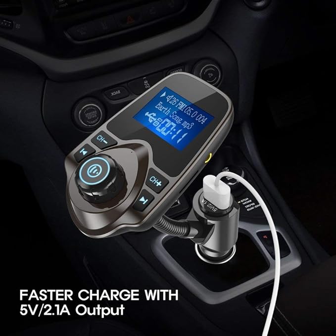 Nulaxy Bluetooth Car FM Transmitter Audio Adapter Receiver Wireless Handsfree - Image 6