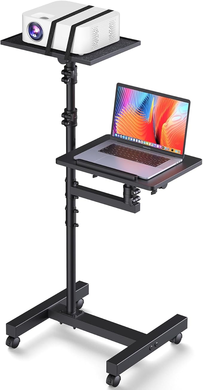 Facilife 2 Shelves Projector Stand Tripod, Height Adjustable Max 64", Mobile by Facilife