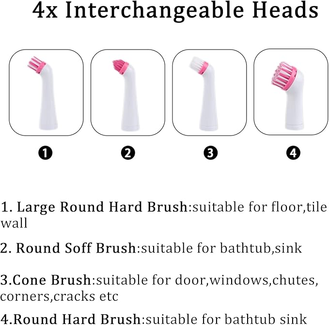 Electric Cleaning Brush with 4 in 1 Multiple Brush Heads, Indoor Household - Image 3
