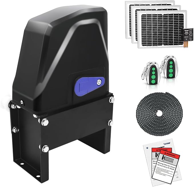TOPENS DKC1100S Solar Sliding Gate Opener Chain Drive Automatic Gate Motor by TOPENS