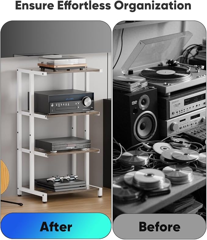 Ardier 4-Tier Wooden Media Stand, AV Media Stand Corner Shelf - Image 7