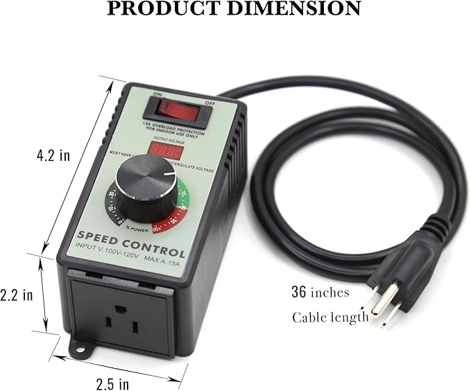 ZOWZEA AC Motor Variable Speed Controller 120V 15A 4000W - Image 3