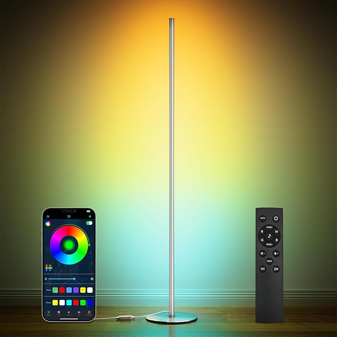luckystyle Smart RGB Corner Floor Lamp, Bright LED Tall Modern Floor Lamp by luckystyle