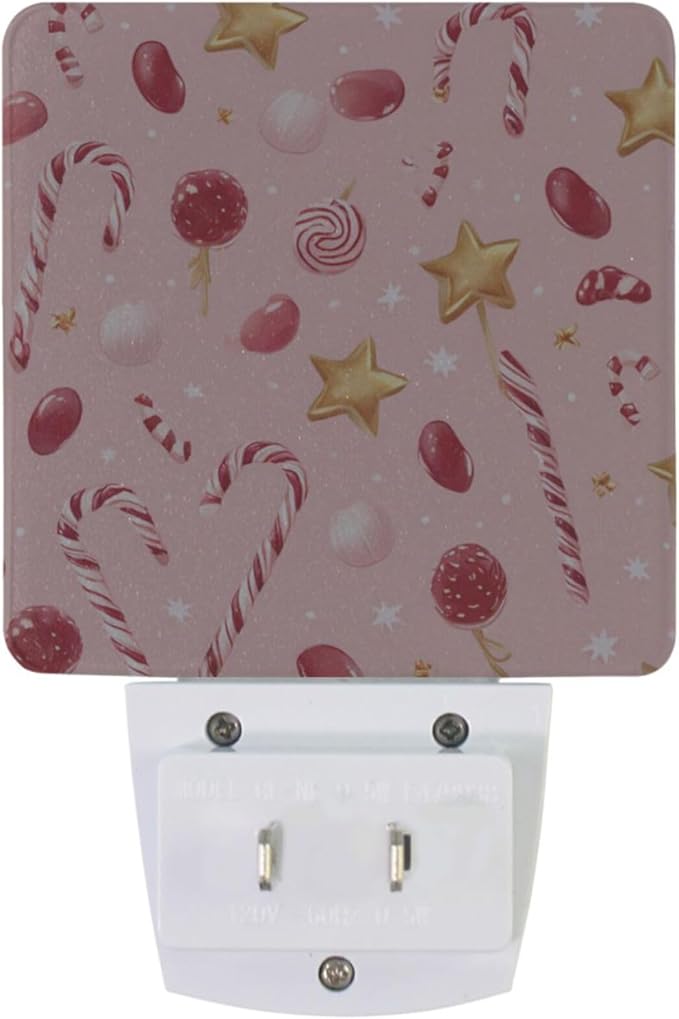 Pigsaly Led Night Light Gold Star Christmas Red White Candy Cane Lollipops - Image 2