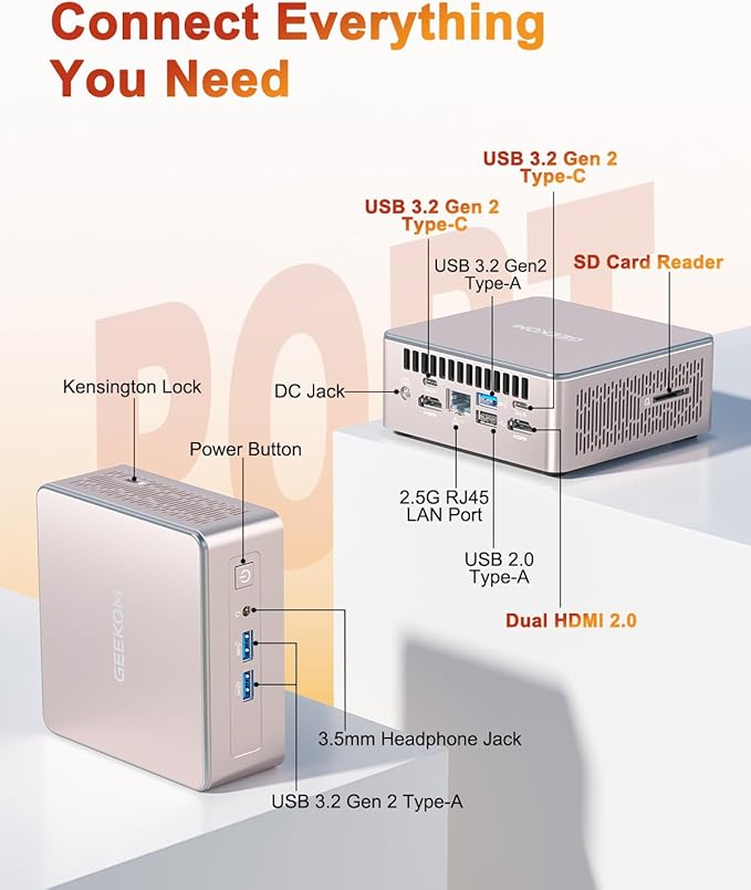GEEKOM A5 Mini PC with AMD Ryzen 5 7430U, 3-Year Coverage, 16GB RAM&512GB M.2 - Image 6
