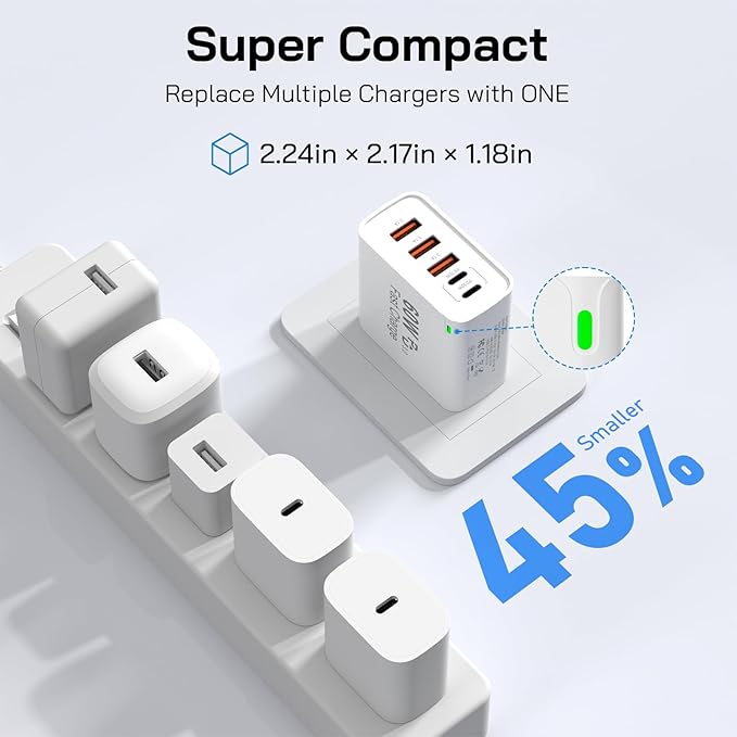 3Pack USB C Fast Charger Block, Total 60W 5-Port USB C Wall Charger 30W Type C - Image 7