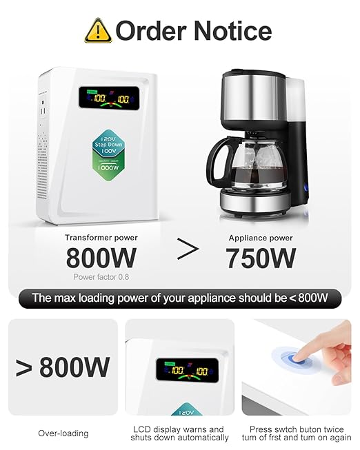 ZHENGXI 120v to 100v Step Down Transformer 1000W Power Voltage Converters - Image 5