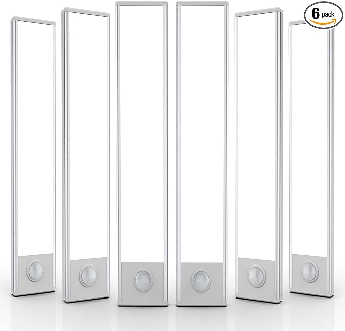 6 Pack Under Cabinet Lighting Wireless, 58 LED Rechargeable Battery Motion by BuyNow