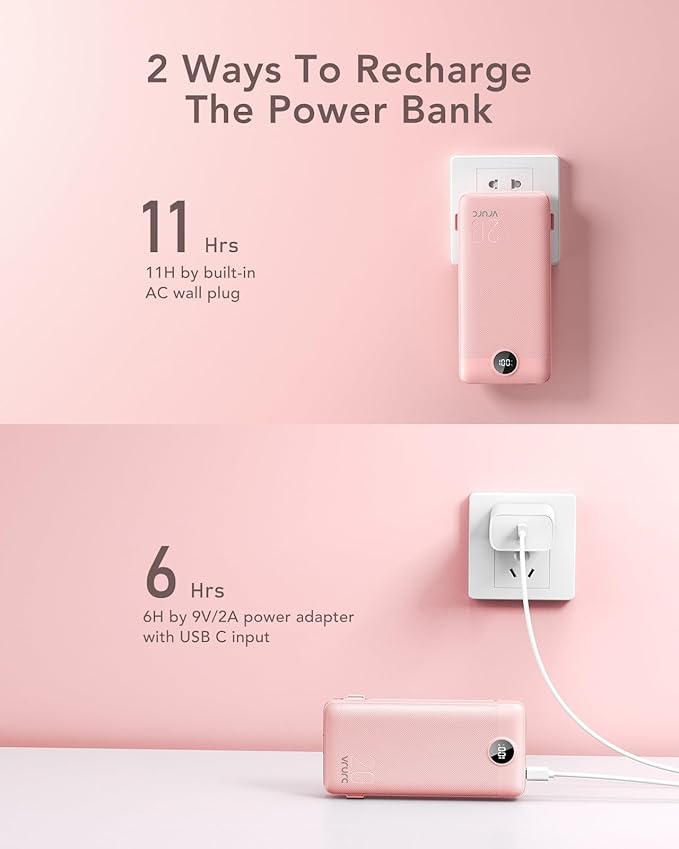 VRURC Portable Charger 20000mAh, Fast Charging Power Bank USB C, 4 Output 2 - Image 4