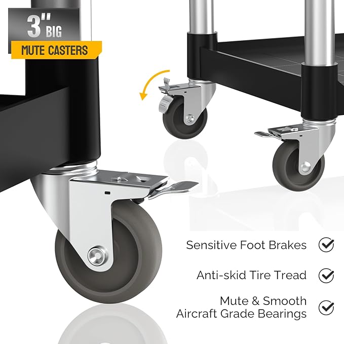 TUFFIOM 3-Tier Plastic Service Utility Cart - Image 3