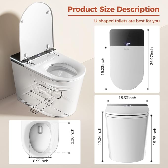 Smart Toilet with Bidet Built in, Japanese Bidet Toilet, - Image 9