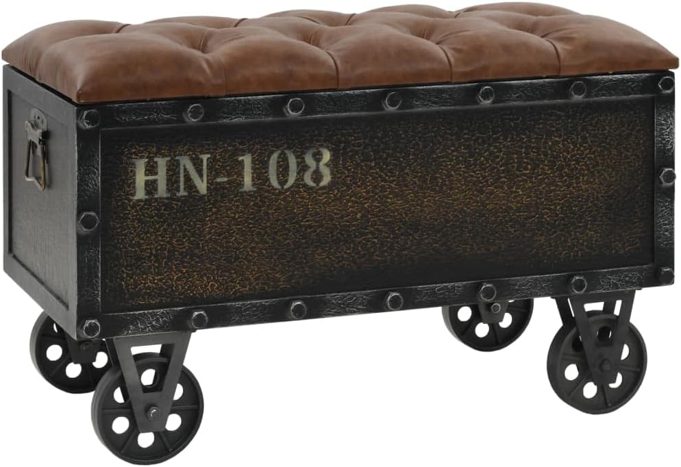 vidaxl storage bench with castors 31.7" solid wood, main product view