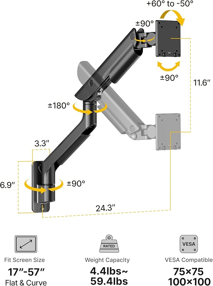 monTEK Heavy-Duty Single Monitor Wall Mount - Image 10