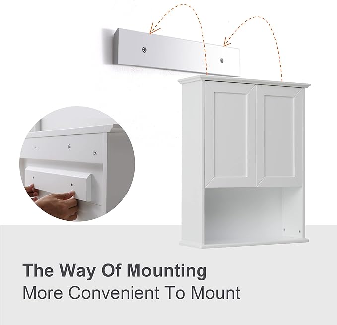 Bathroom Wall Cabinet Wooden Medicine Cabinet Buffering Hinge MDF Material Over - Image 5